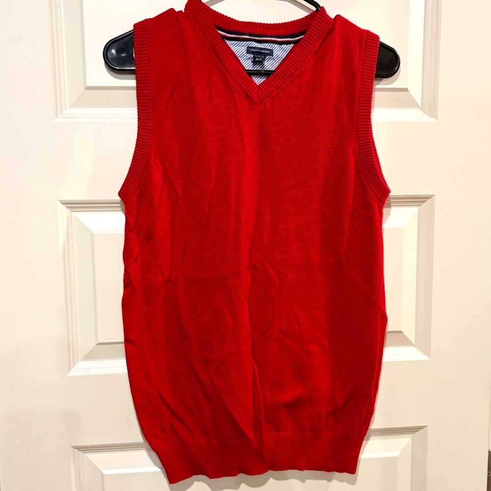 Tommy Hilfiger V-Neck Sweater Vest Boys XL 18/20 Red ~ EXCELLENT
